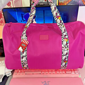 Hello Kitty Travel Tote Pink Duffel Large Luggage Carry On Bag Strap 2024 Sanrio